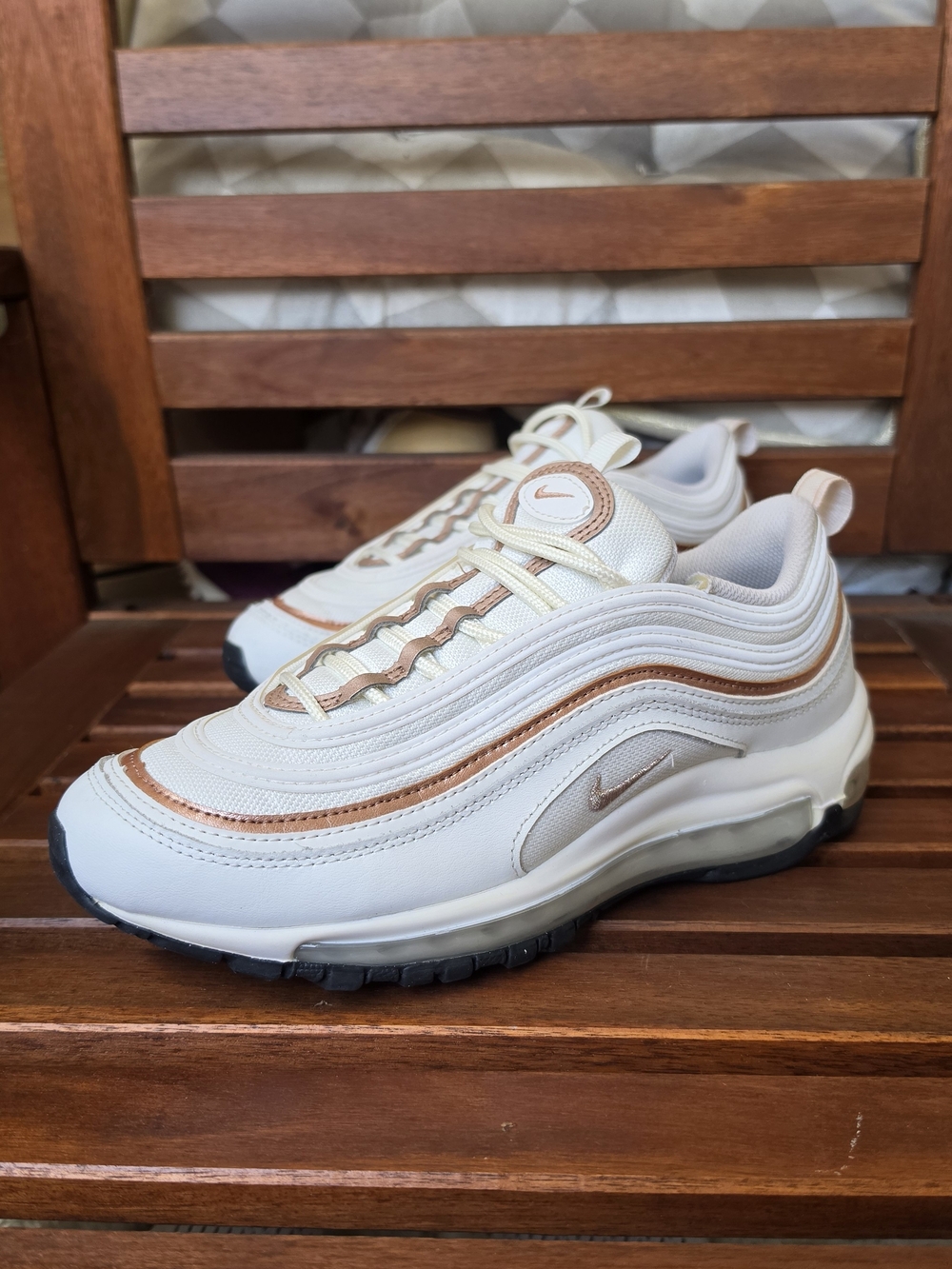 Nike Air Max 97 Leather in Cream with Rose Gold WOMEN'S SIZE 7